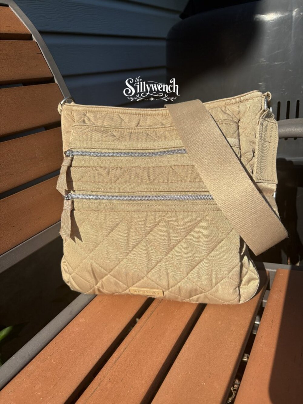 Vera Bradley Meadowlark Tan Triple Zip Hipster in Performance Twill